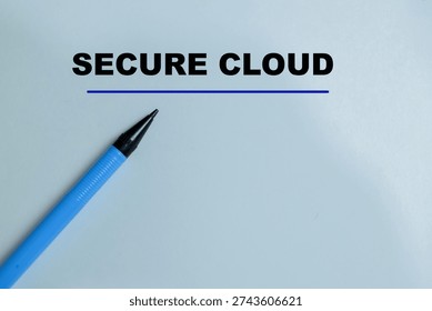 Concept of secure cloud write on book isolated on Wooden Table. For cloud computing safety, encryption and online data protection services for businesses