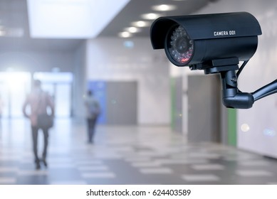 The Concept Of Security Through Surveillance Camera In The Corporation Or Government Building.