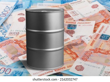 Concept Of Selling Minerals For Russian Rubles. Earn Money From Mining Gas And Oil Energy Resources