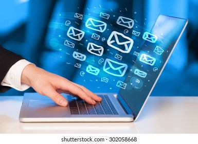 Concept of sending e-mails from your computer