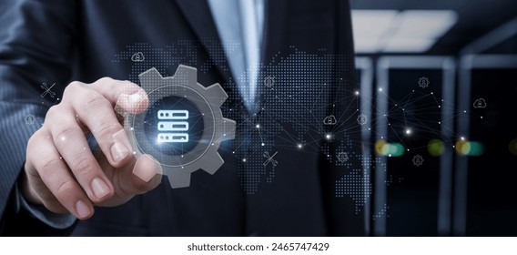 The concept of setting up a database on a virtual computer screen.