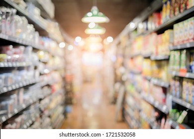 Concept Of Shopping In Super Market Empty Store Aisle Representing Stocking Products, Buying Food Hording Supplies For Storing Food In Home Or Small Retail Shop, Purchasing Goods, Produce Products