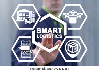Concept of smart logistics. Modern Warehouse, Distribution, Delivery, Transportation Technology. - Shutterstock ID 1928343164
