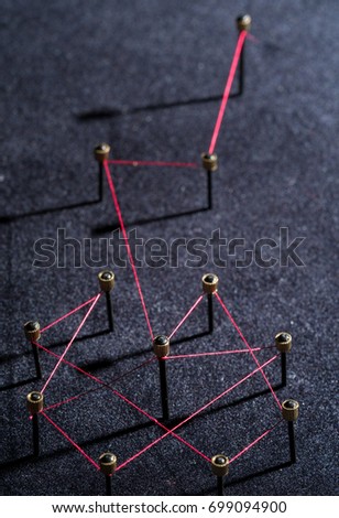 Concept of a social network with leader of a management structure with linkages and interaction