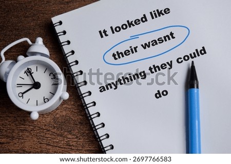 Concept of spell check write on book isolated on Wooden Table.