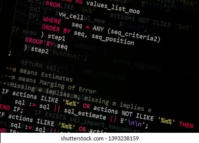 Concept Of Sql Database Code On Computer Monitor