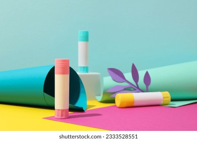Concept of stationery accessories, glue with space for text - Shutterstock ID 2333528551
