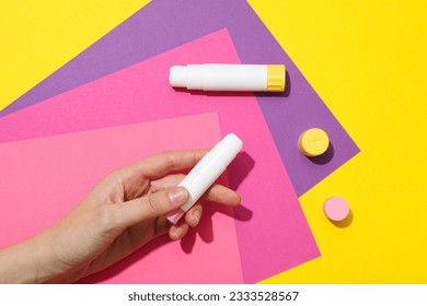 Concept of stationery accessories, glue with space for text - Shutterstock ID 2333528567