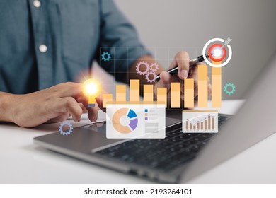 Concept Of Strategic Business Planning. Company Goals, Vision, Competitive Intelligence, Guiding Principles, And Brand Success.