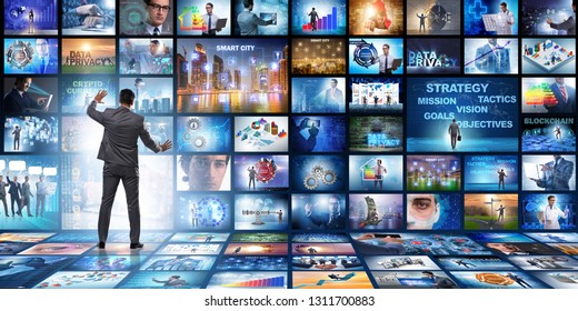 Concept of streaming video with businessman - Shutterstock ID 1311700883