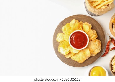 Concept Of Super Bowl Snacks On White Background