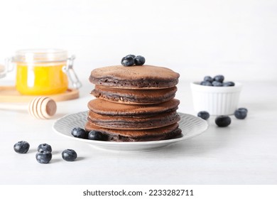 Concept of sweet food, tasty chocolate pancakes - Powered by Shutterstock