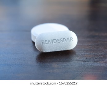 Concept Of Tablet For New Experimental Antiviral Drug Remdesivir. Possible Cure Medication For Treatment COVID 19 Coronavirus