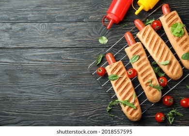 Concept Of Tasty Food With French Hot Dog