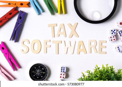 Concept Tax Software Word Title Over White Background 