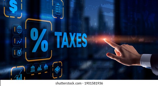Concept of taxes paid by individuals and corporations such as VAT, income tax and property tax. Background for your business. - Shutterstock ID 1901581936