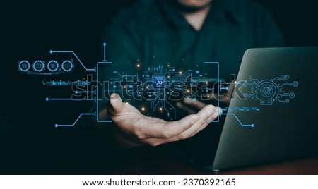 Concept Technology smart intelligence Ai. Chat with AI Artificial Intelligence, developed and generate. Futuristic technology, robot in online system.