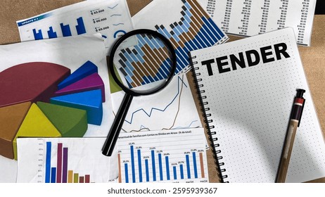 Concept of Tender write on book isolated on Wooden Table.