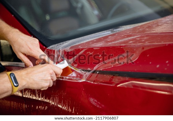Concept transparent\
protection for car paint. Instal protective vinyl film from gravel\
chips and scratches.