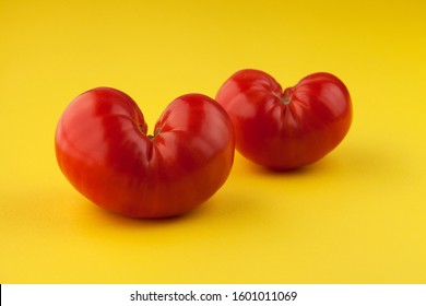 Concept. Ugly Vegetables. Ripe Tomatoes. Ugliness Can Be Beautiful.