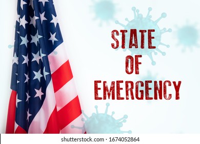 Concept Of USA State Of Emergency, National Lockdown Due To Coronavirus Crisis 