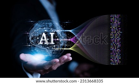 Concept of using AI technology to help manage big data. Learning of Artificial Intelligence for Business Analytics. Data Mining, analysing and visualizing complex data, innovation for futuristic,