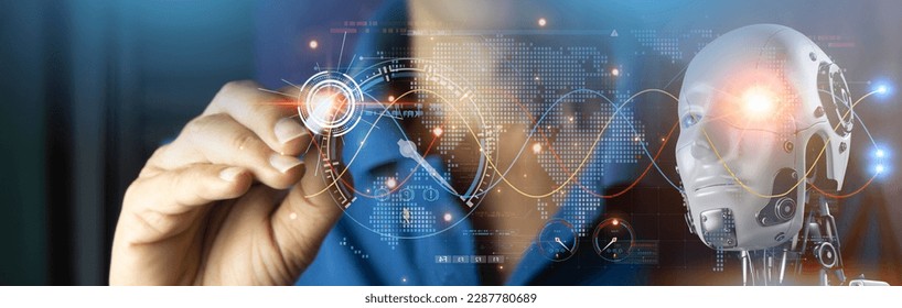 The concept of using artificial intelligence to control the system, industry using artificial intelligence,industry 5.0