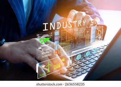 The concept of using artificial intelligence to control the system, industry using artificial intelligence,industry 5.0