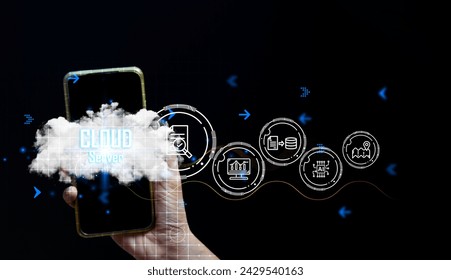 Concept of using cloud servers Data protection is convenient, fast and reduces costs. - Powered by Shutterstock - Get 15% off with code: PIKWIZARD15