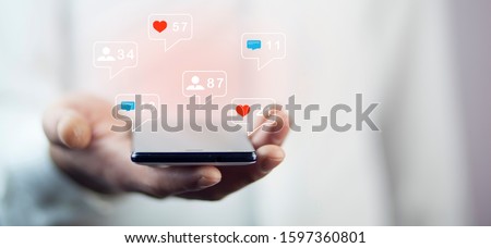 Concept of using a smartphone for social media