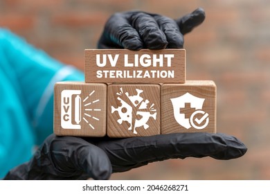 Concept Of UV-C Light Sterilization. UV Disinfection Of Viruses And Bacteria.