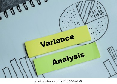 Concept of variance analysis write on sticky notes isolated on Wooden Table. showing cost control