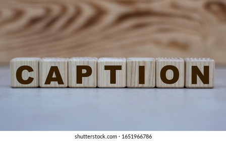 concept word caption cubes beautiful wooden background