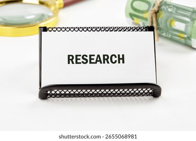 Concept word RESEARCH. Data mining, artificial intelligence, machine learning, business analytics concept.