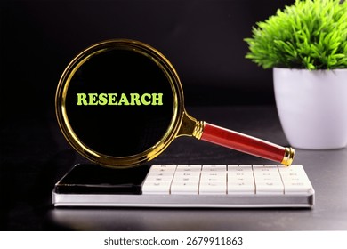 Concept word RESEARCH. Data mining, artificial intelligence, machine learning, business analytics concept.