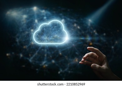 The concept of working with a data cloud on the Internet.