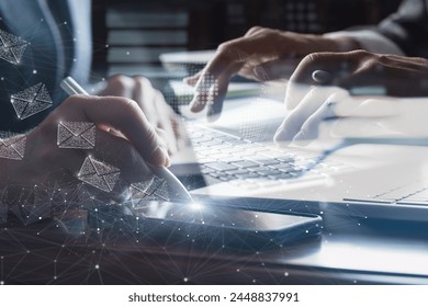 The concept of working on a computer while sending e-mail over a network.