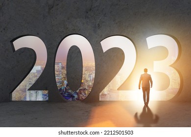 Concept of year 2023 with the businessman - Shutterstock ID 2212501503
