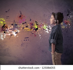 Concept of young boy listening to music - Powered by Shutterstock