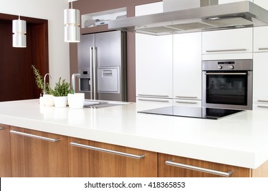 Conception Of Modern Kitchen With Household Goods