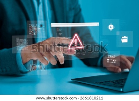 Concepts of cybersecurity risks, data breaches, malware, hacking, IT system failures, and digital vulnerabilities in technology.