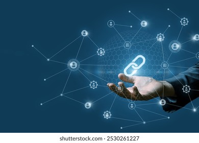 Concepts of data communication and integration. The concept of connecting data integration in the digital world.