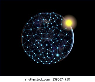 Concepts of the global cloud system concept Digital Network,Earth image provided by Nasa.Elements of this image furnished by NASA	
