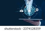 Concepts of internet technology and cyber security. Personal data protection, firewall from hacker attacks, cloud computing, blockchain Secure data access.