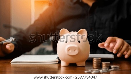 Concepts of saving money and financial planning. wealth, fund, savings, benefit, insurance, invest, investor, management, income, return, Concept of saving money and being financially responsible.