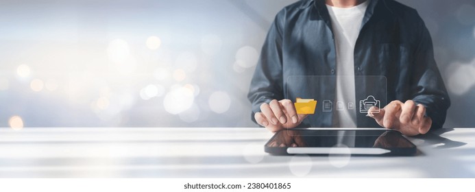 Concepts of uploading data to the cloud, storing data in an online database for easy retrieval, renting cloud database services, storing important corporate data, uploading work.