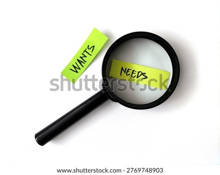 a conceptual analysis using a simple visual metaphor, magnifier and note with text.