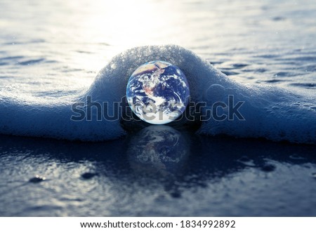 Conceptual Art Of Earth Ocean Global Warming Green house gas water concept