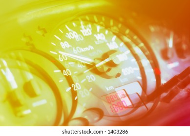 Conceptual background - Speed. Multiple exposure effect.
