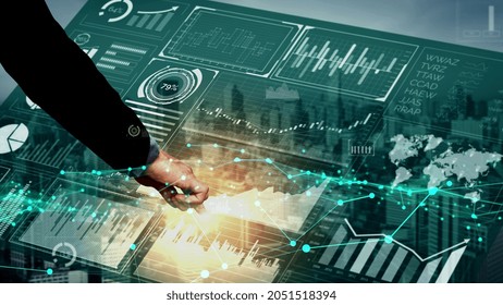 Conceptual Business Dashboard For Financial Data Analysis . 3D Render Computer Graphic .